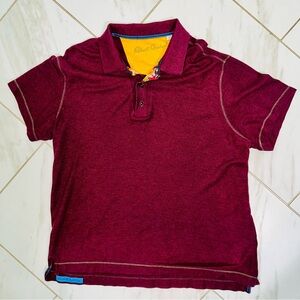 Robert Graham Classic Fit Polo Shirt L Maroon Cotton Modal Contrast Stitch